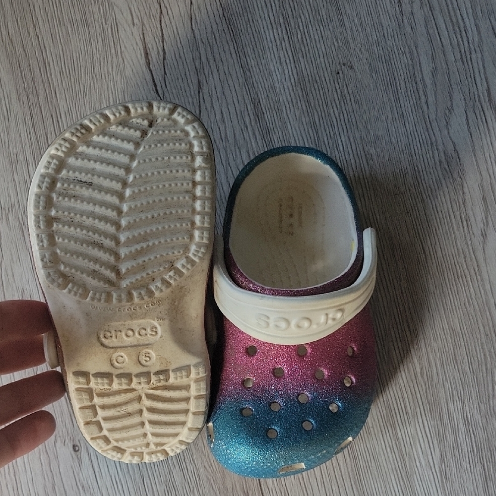 CROCS Kids Glitter Water Shoes - Pink and Blue - Picture 2 of 3